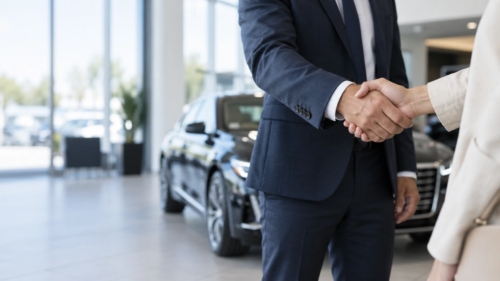 Handschlag zur Vereinbarung eines Fahrzeugverkaufs